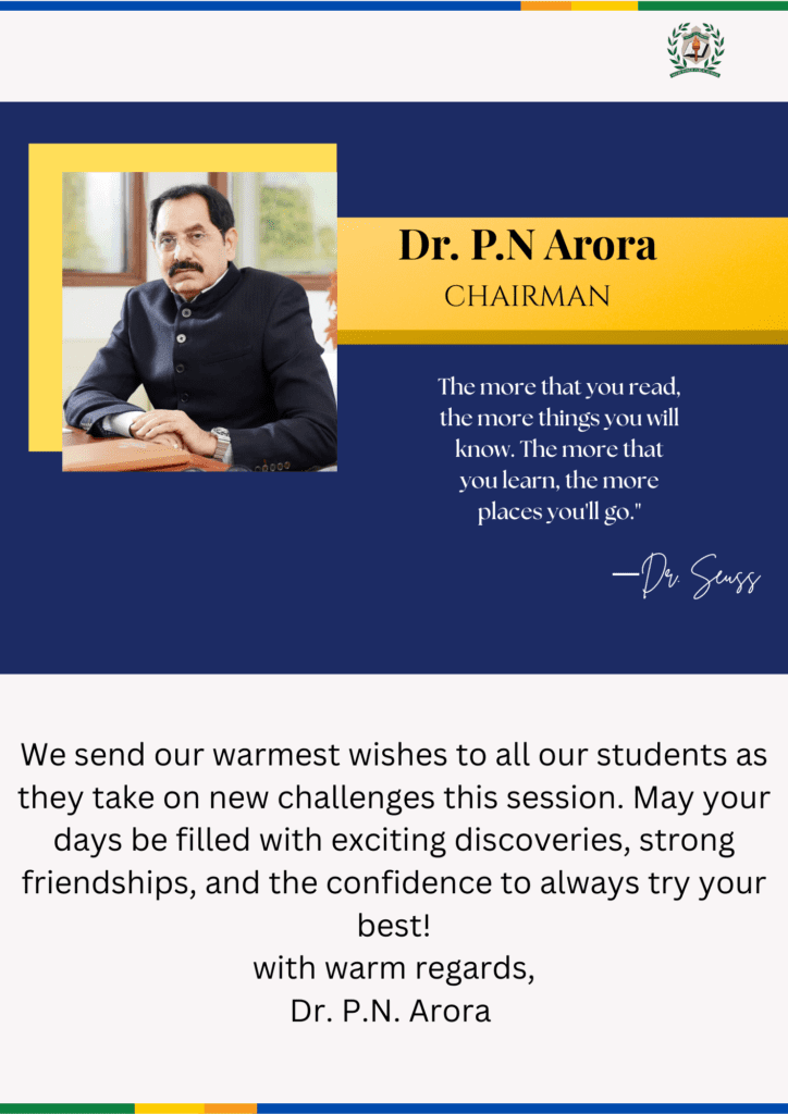 Dr. PN Arora, Chairman Delhi World Public School Pilkhuwa